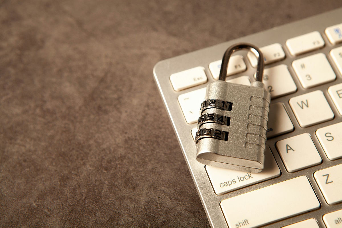 combination padlock on a keyboard